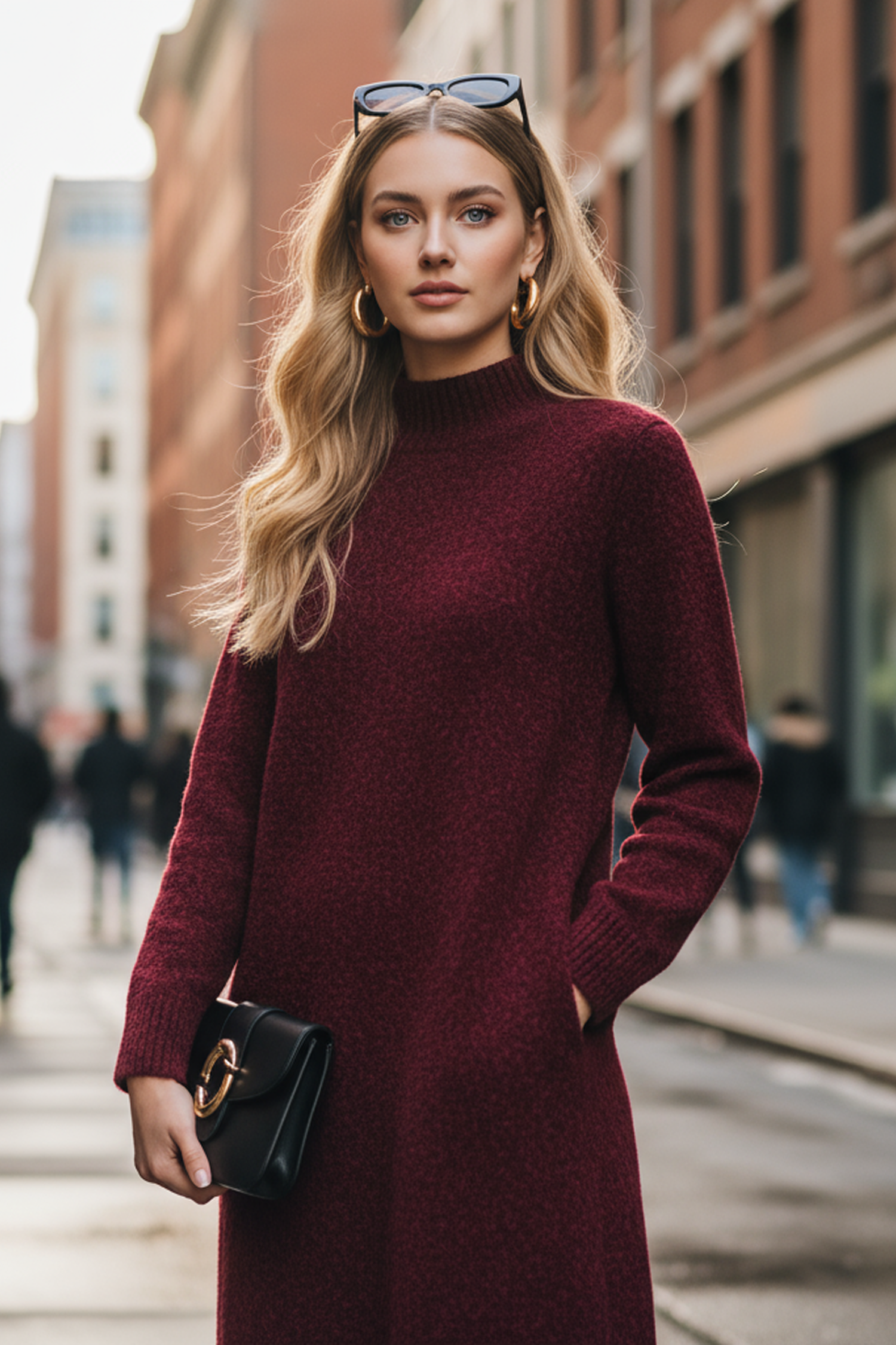 Scarlet Moments Red Mini Sweater Dress