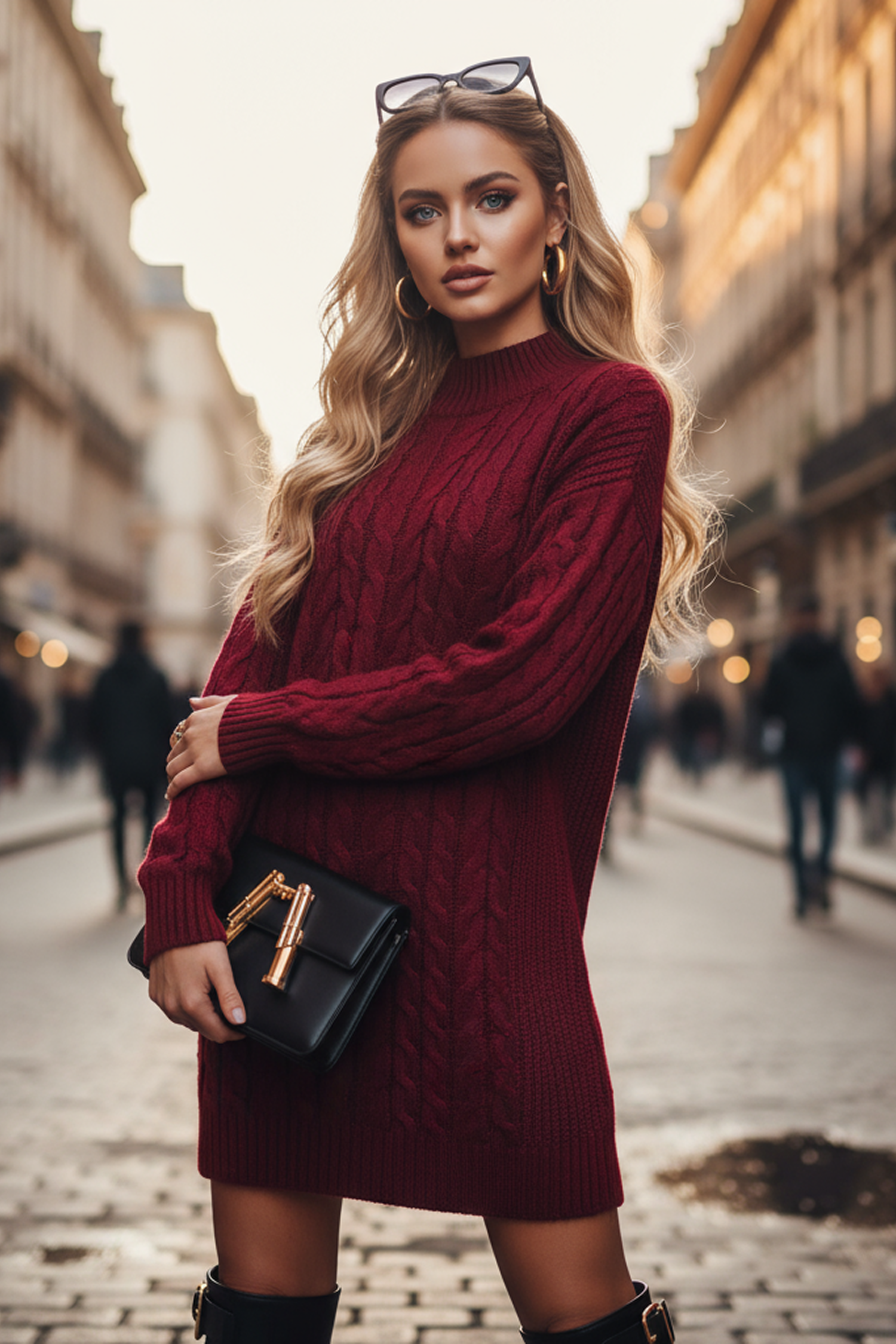 Scarlet Moments Red Mini Sweater Dress