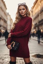 Scarlet Moments Red Mini Sweater Dress